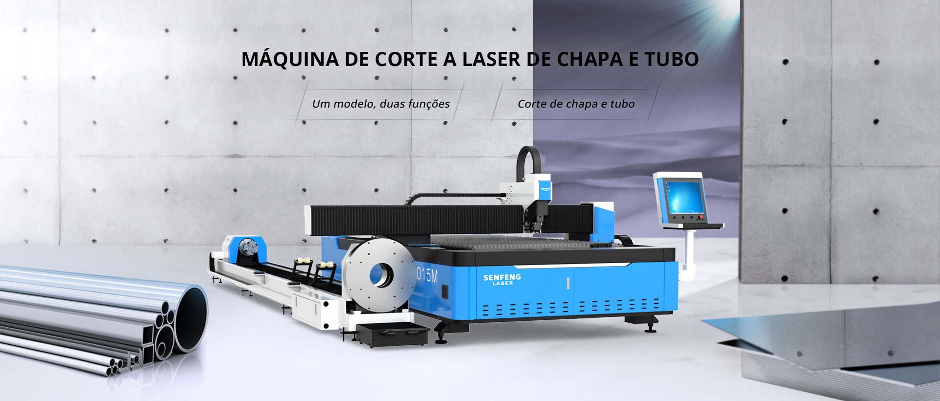 Máquina de corte a laser de chapa e tubo